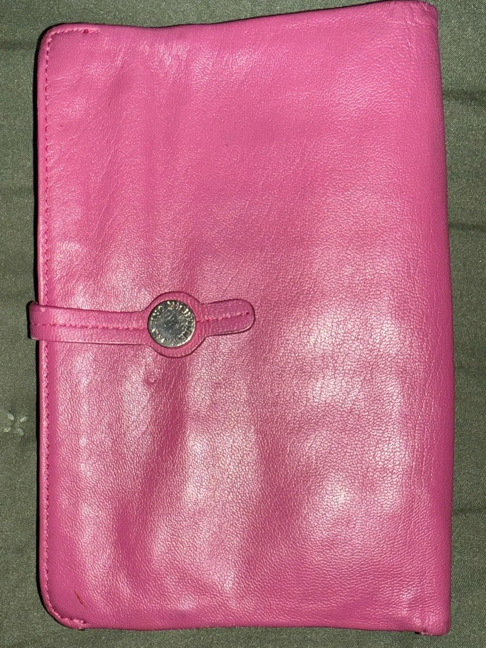 Valentino Michelle Hot Pink Leather Snap Wallet with Logo Disc